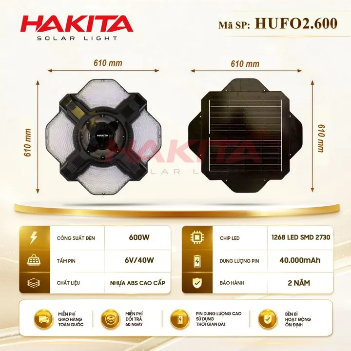 Đèn UFO năng lượng mặt trời 600W HAKITA