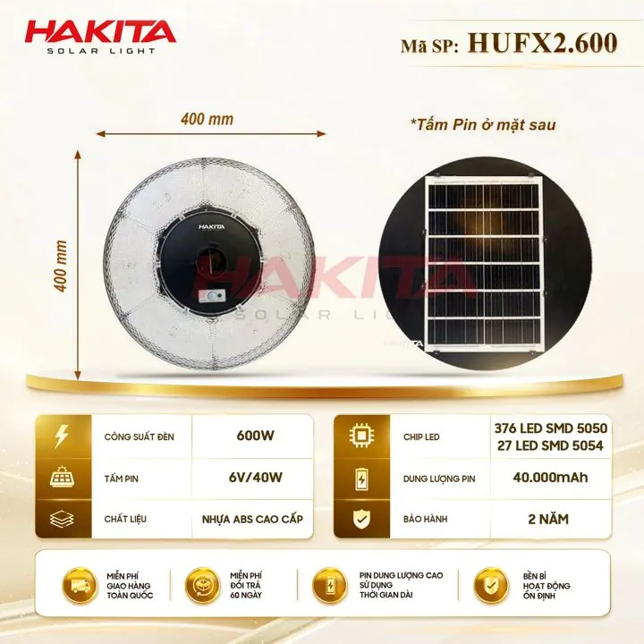 Đèn UFO năng lượng mặt trời 600W (HUFX2) HAKITA
